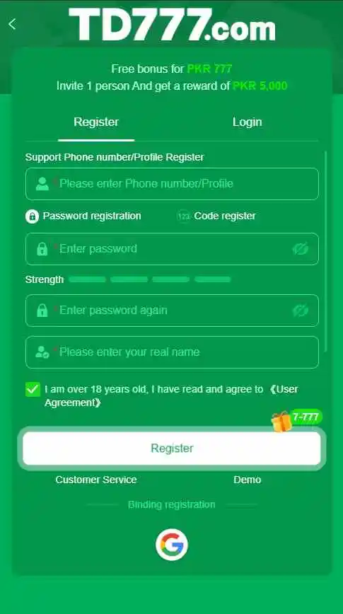 TD 777 Register