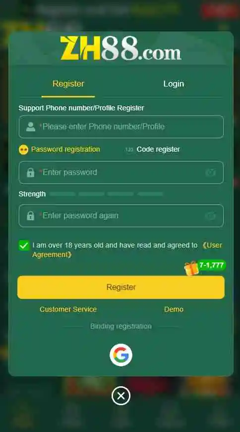 88ZH88 Game Register