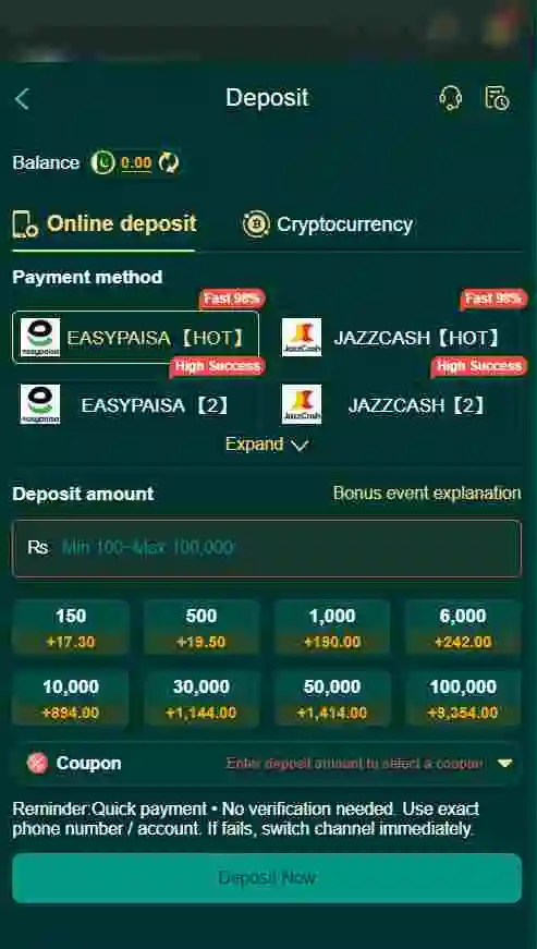 JJ77 Game deposit