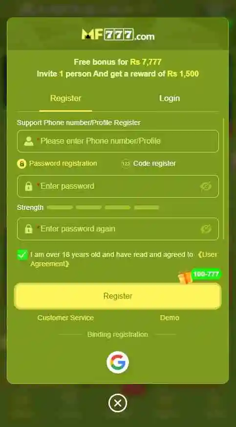 MF 777 Game Register