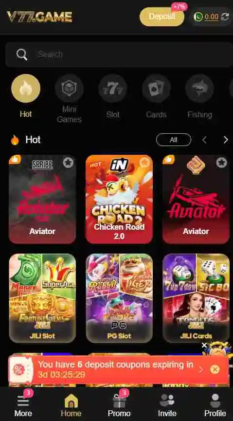 V77 Game interface