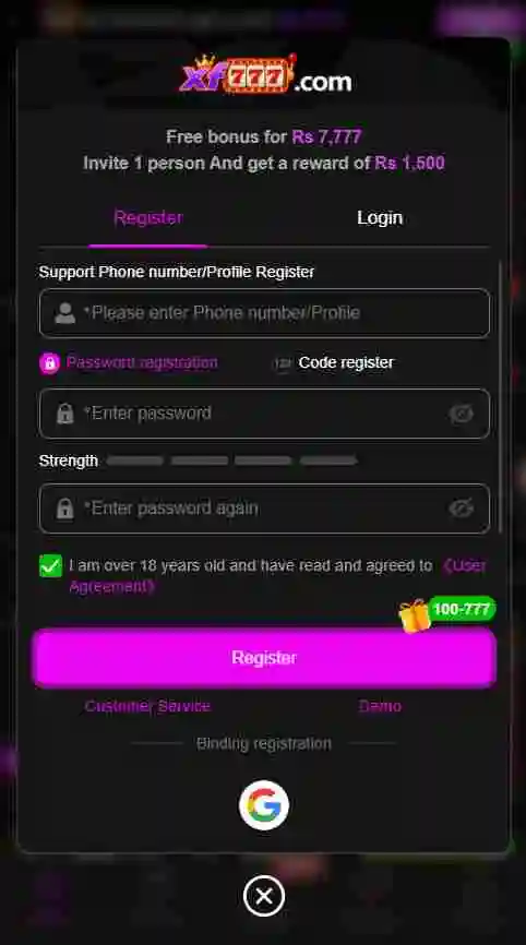 XF777 Game Register