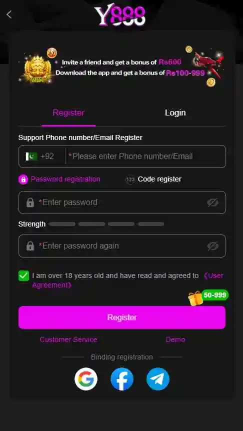 Y888 Game Register