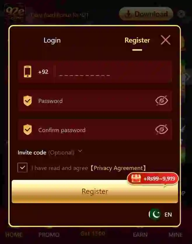 92E Game register