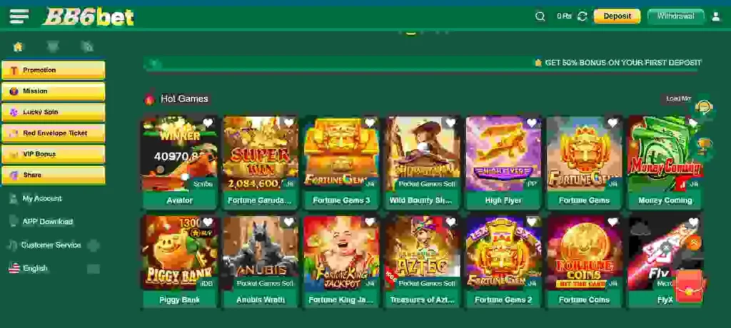 BB6Bet Game Interface