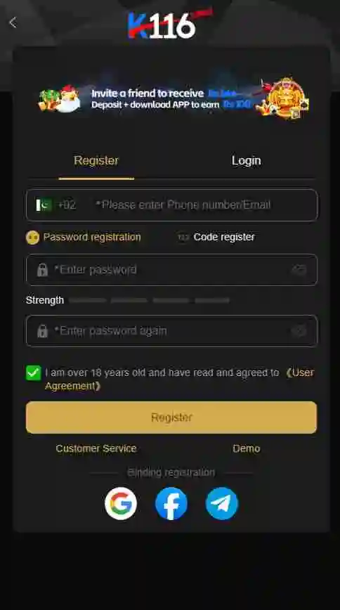 K116 Game register