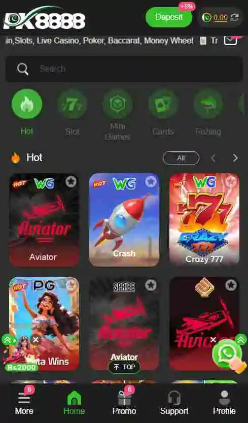 PK8888 Game interface