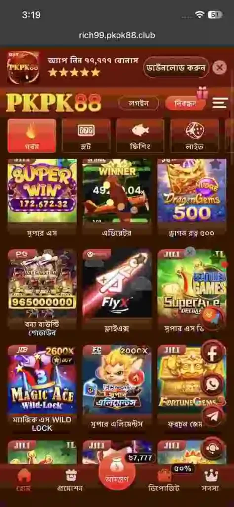 PKPK88 Game Interface