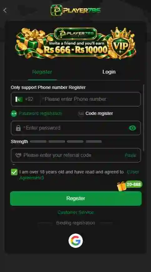 Player786 Game Register
